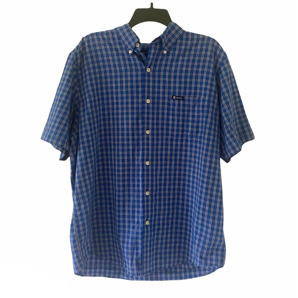 Chaps Large Easy Care Blue Plaid Button Down Shirt
